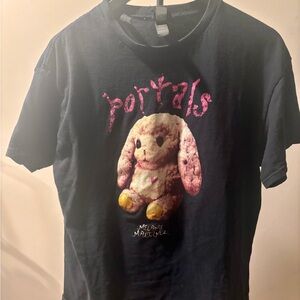 Black Graphic T-Shirt with Bunny Design-Melanie Martinez portal graphic tee